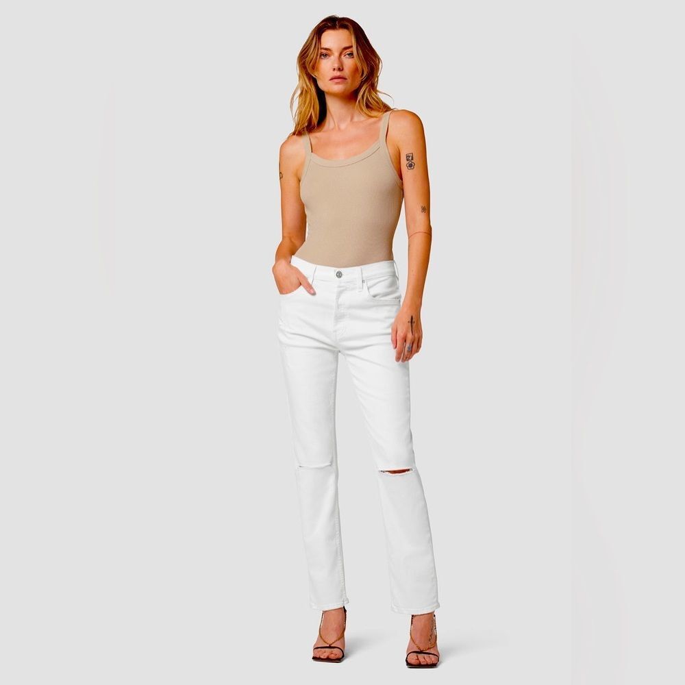 NWT Hudson High Rise Straight Leg Jeans Thalia Loose Fit Jeans White Size 25